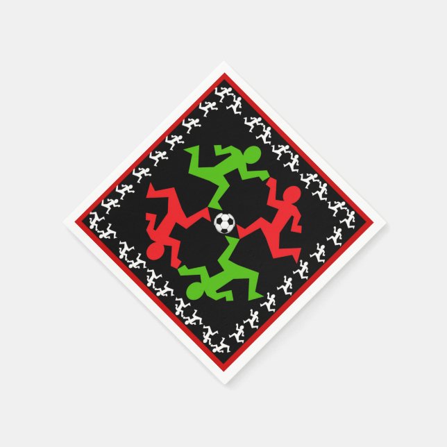 Serviette En Papier Joueurs de soccer en courant au Motif de balle (Coin)