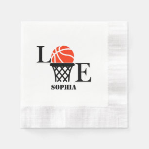 Serviette En Papier Joueuse de basket-ball, fille de basket-ball Anniv