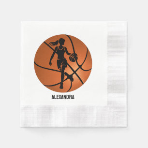 Serviette En Papier Joueuse de basket-ball, fille de basket-ball Anniv