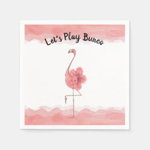 Serviette En Papier Jouons à Bunco Flamant rose rose Fleur tropicale