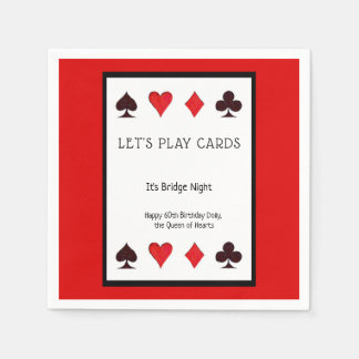 Serviette En Papier Jouons aux cartes Cocktail de fête Napkins - Anniv