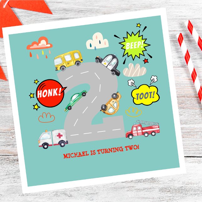 Serviette En Papier Jour anniversaire de l'enfant véhicule bip de miel (Créateur téléchargé)