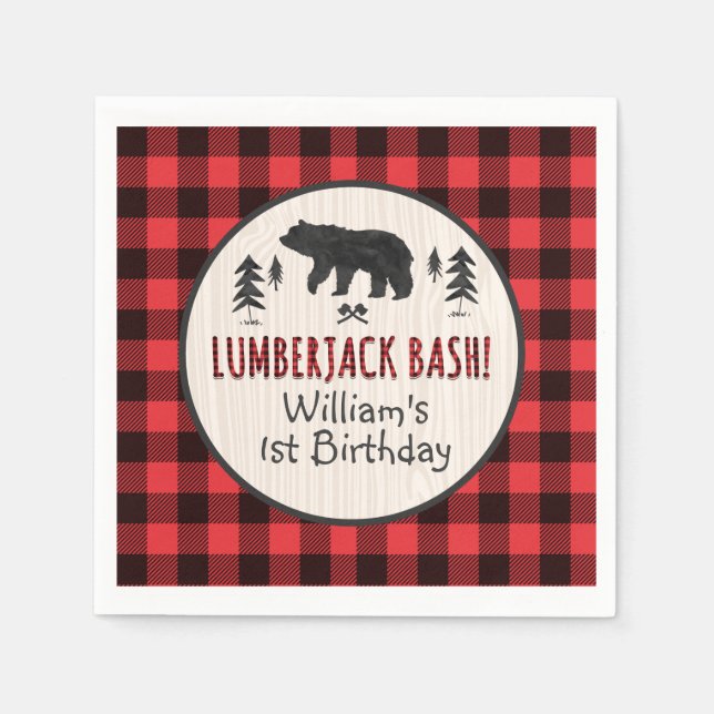 Serviette En Papier Jour d'anniversaire de Lumberjack de Napkin Lumber (Devant)