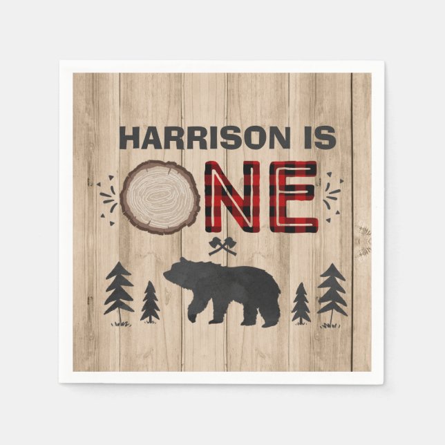 Serviette En Papier Jour d'anniversaire de Lumberjack de Napkin Lumber (Devant)