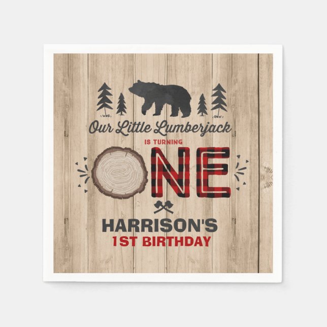 Serviette En Papier Jour d'anniversaire de Lumberjack de Napkin Lumber (Devant)