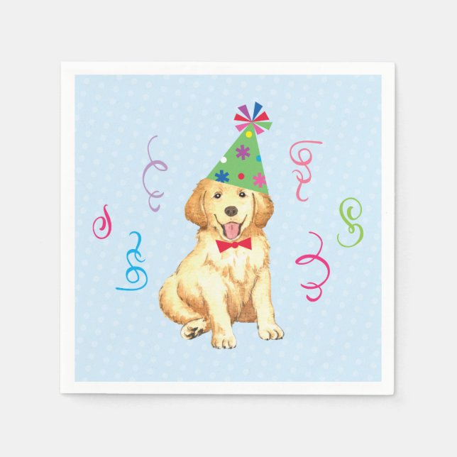 Serviette En Papier Jour d'anniversaire Golden Retriever (Devant)