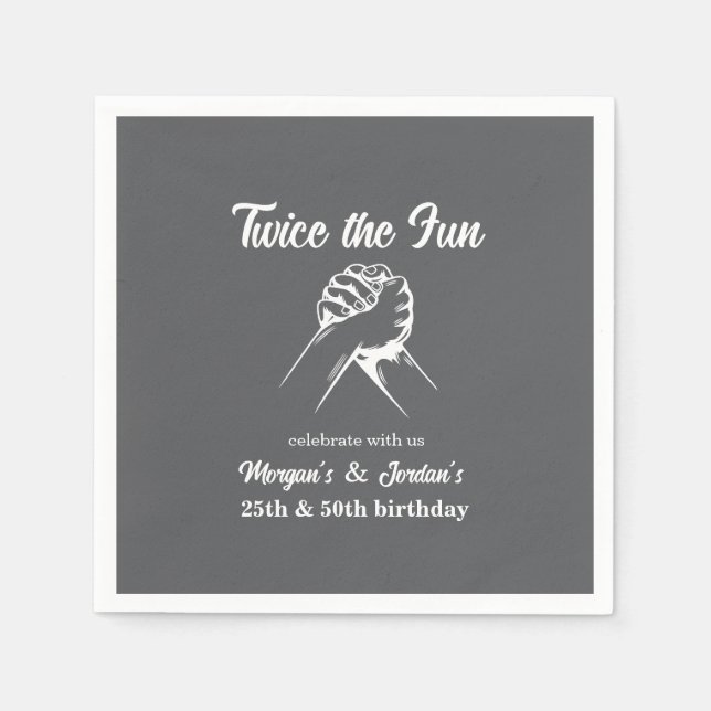 Serviette En Papier Jour d'anniversaire gris des mains minimes moderne (Devant)