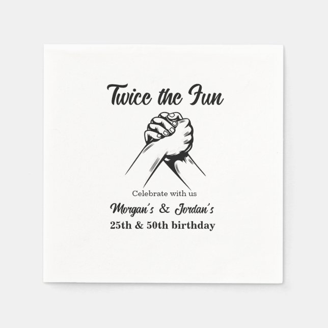 Serviette En Papier Jour d'anniversaire gris des mains minimes moderne (Devant)