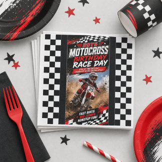Serviette En Papier Jour de course d'anniversaire de moto de motocross