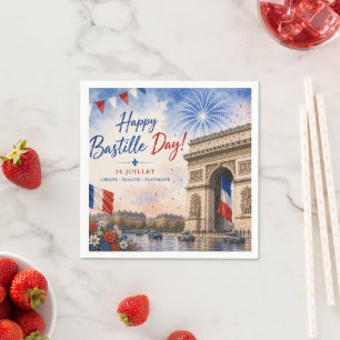Serviette En Papier Jour de la Bastille Arc de triomphe Paris France f