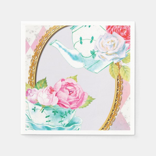 SERVIETTE EN PAPIER JOUR DE LA MÈRE, FÊTE DU THÉ, PLAQUE DE PAPIER DE  (Devant)