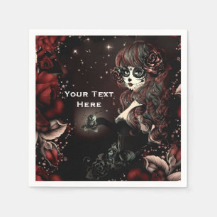 Serviette En Papier Jour de la mort du Mexique crâne de sucre Red Part