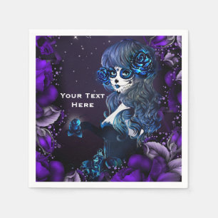 Serviette En Papier Jour de la mort du Mexique Sugar Skull Purple Part