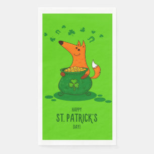Serviette En Papier Jour de la Saint Patrick Fox Pot or Shamrock vert
