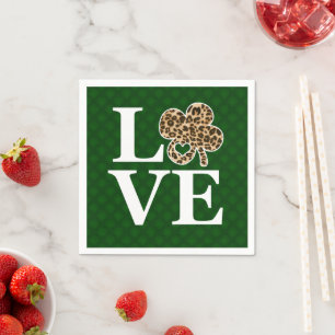 Serviette En Papier Jour de la Saint Patrick Leopard Love Shamrock