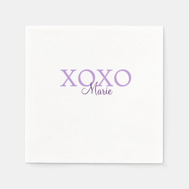 Serviette En Papier Jour de la Saint Valentin Xoxo ajouter nom pastel  (Devant)