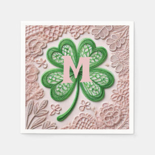 Serviette En Papier Jour de la shamrock St Patrick en dentelle de Mono