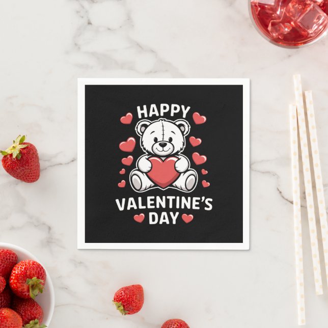 Serviette En Papier Jour de l'ours Heureuse Sainte-Valentin (En situation)