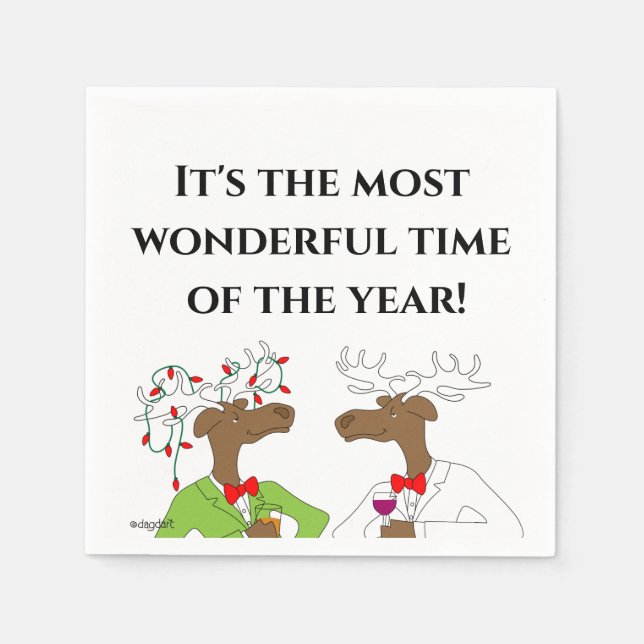Serviette En Papier Jour de Noël 2 serviettes d'orignal (Devant)