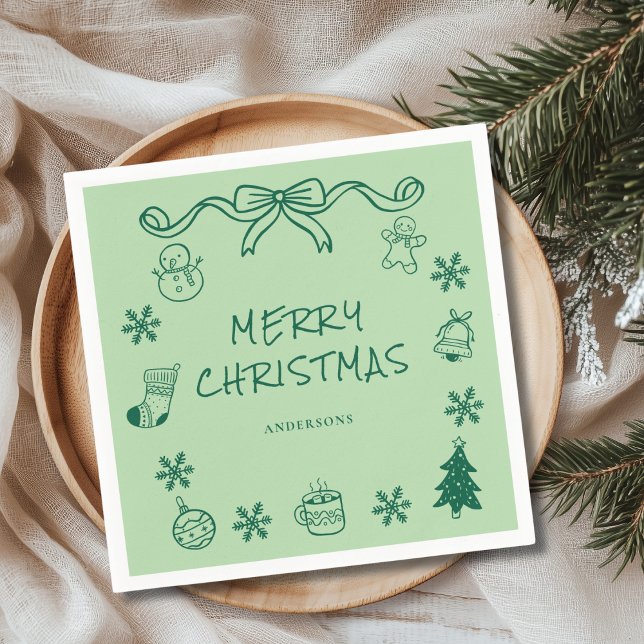 Serviette En Papier Jour de Noël à griffes blanc (Créateur téléchargé)