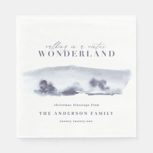 Serviette En Papier Jour de Noël abstrait bleu minimal