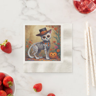 Serviette En Papier Jour des Morts / Día de Los Muertos el gato