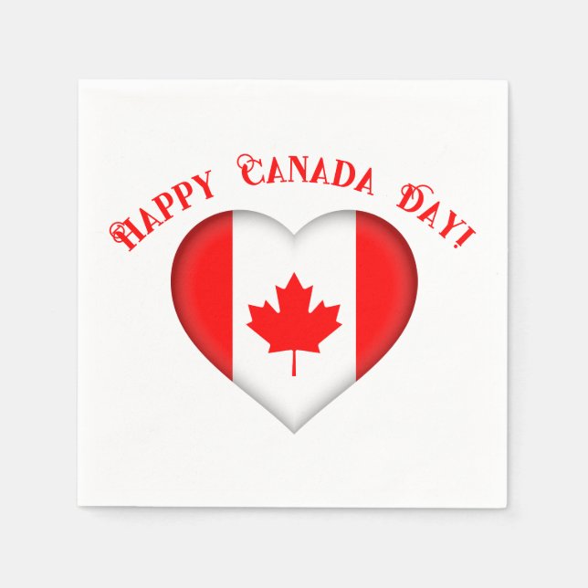 Serviette En Papier Jour du Canada pour le coeur canadien (Devant)