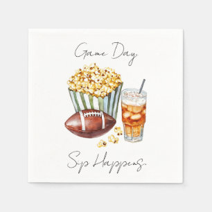 Serviette En Papier "Jour du Jeu, Sip Happens"