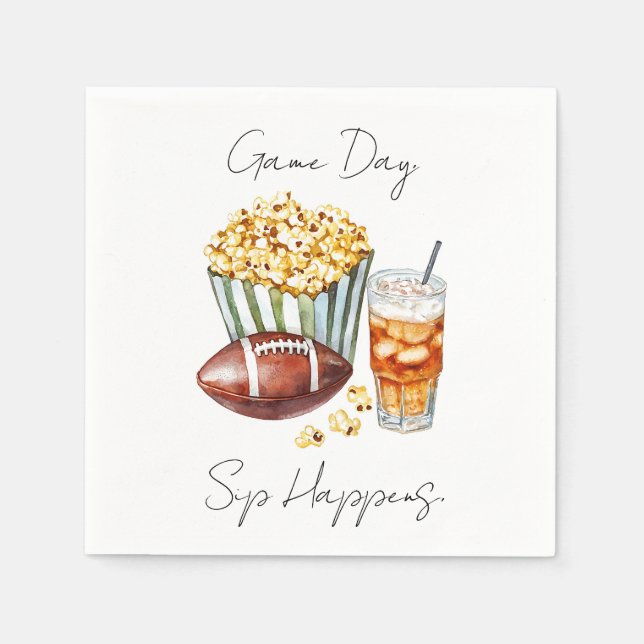 Serviette En Papier "Jour du Jeu, Sip Happens" (Devant)