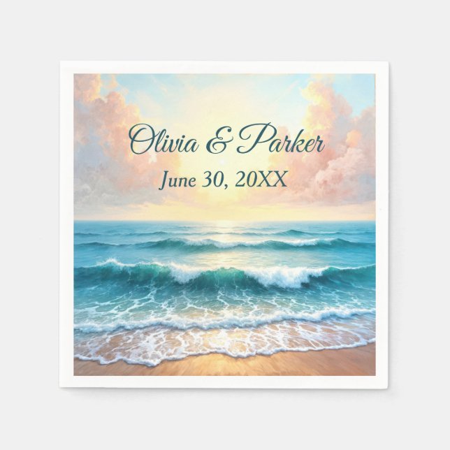 Serviette En Papier Jour du mariage Matin Mer (Devant)