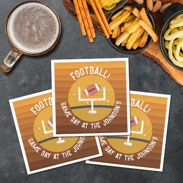Serviette En Papier Jour du match droit de football (Football upright game day personalized cocktail napkins)