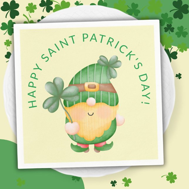 Serviette En Papier Jour du shamrock Gnome Happy Saint Patricks (Créateur téléchargé)