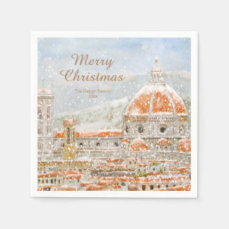Serviette En Papier Jour neigeux Italie Florence Napkins de Noël