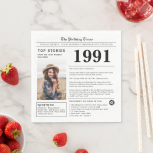 Serviette En Papier Journal d'anniversaire 1991