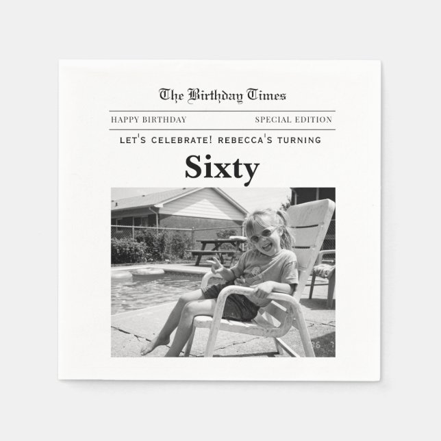 Serviette En Papier Journal pour les 60 ans (Devant)