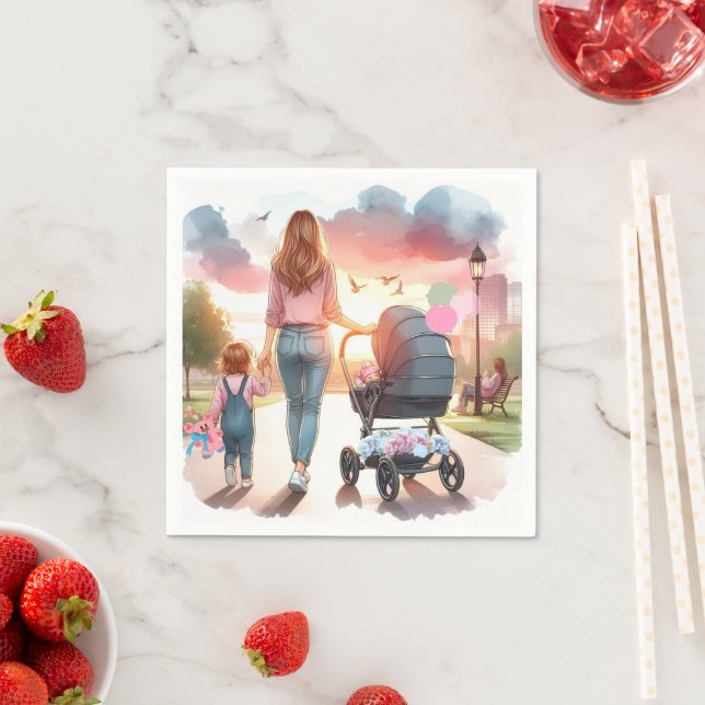 Serviette En Papier Journée de la maman et des enfants à Park Napkins (En situation)