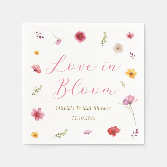 Serviette En Papier Journée de mariage Love in Bloom (Devant)