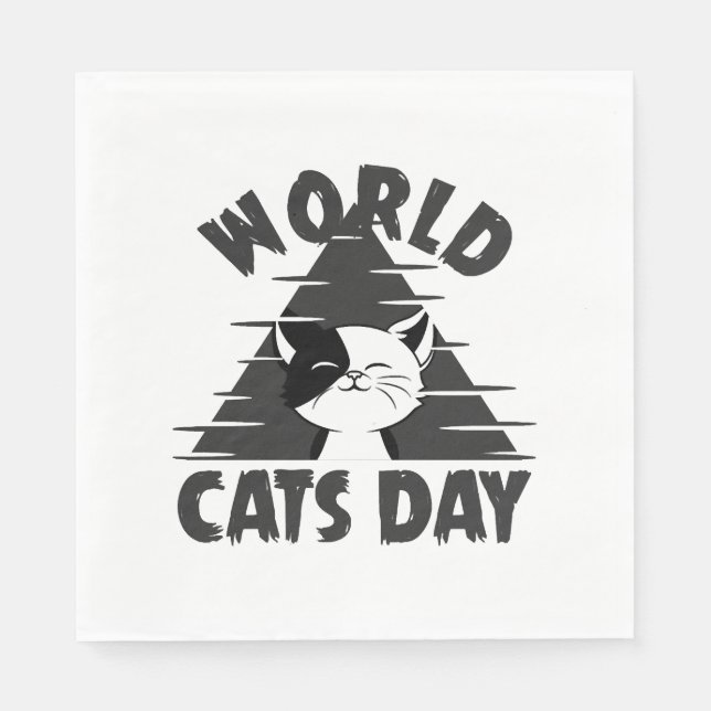 Serviette En Papier Journée mondiale des chats (Devant)