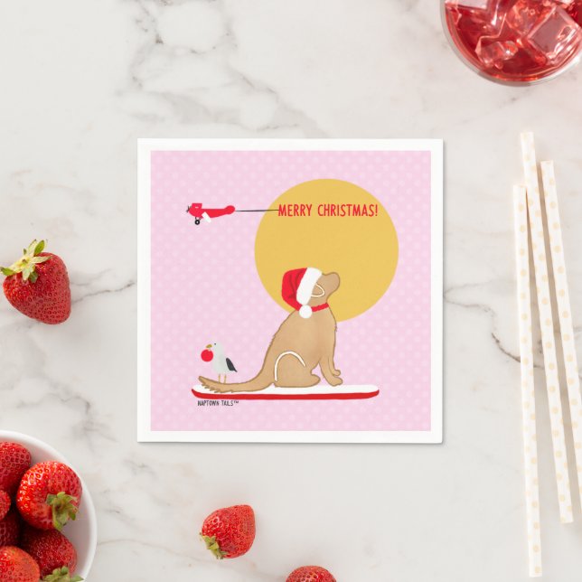 Serviette En Papier Jours de plage Golden Christmas Pink (En situation)