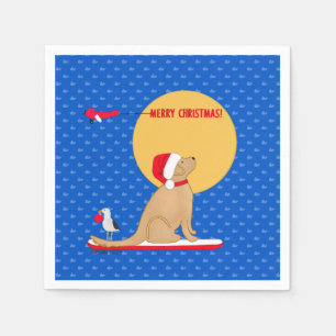 Serviette En Papier Jours de plage Noël doré Baleines