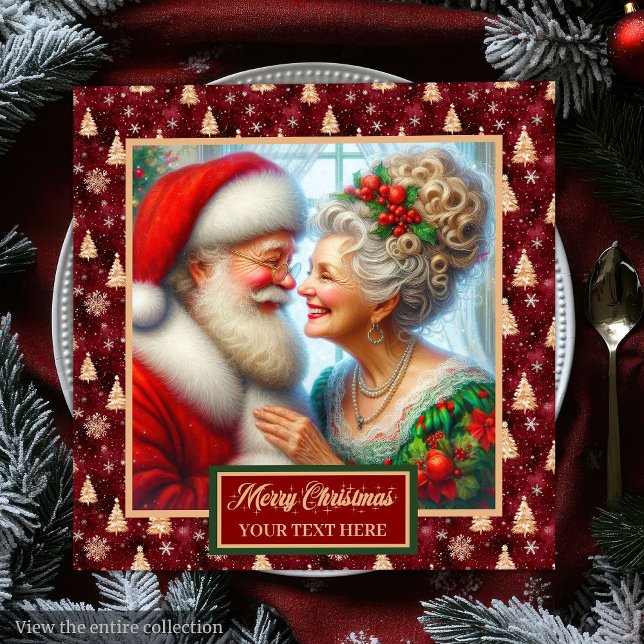 Serviette En Papier Jours de vacances Napkins Rouge Gold Green Claus D (Holiday Party Napkins Red Gold Green Claus Design)