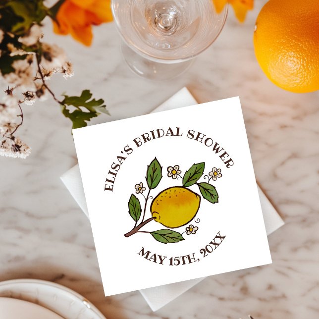 Serviette En Papier Jovely Lemons FÊTE DES MARIÉES Rustique PERSONNALI (Lovely Lemons BRIDAL SHOWER Rustic CUSTOM Paper Napkins
)
