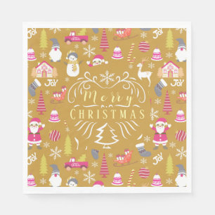Serviette En Papier Joy Christmas Gold