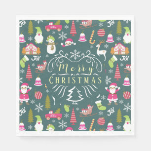 Serviette En Papier Joy Christmas Green
