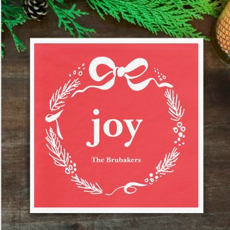 Serviette En Papier Joy Custom Red Modern Original Bow Christmas