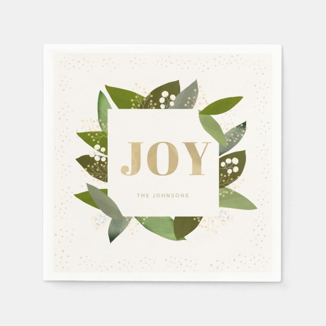 Serviette En Papier JOY Foliages de vacances Ivory Livre blanc serviet (Devant)