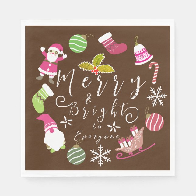 Serviette En Papier Joy Noël Brown (Devant)