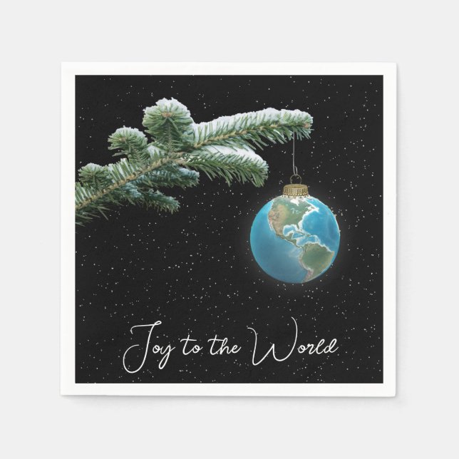 Serviette En Papier Joy to the World Christmas World Globe Ornament (Devant)