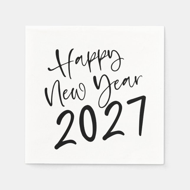 Serviette En Papier Joyeuse Année 2027 Script  (Devant)