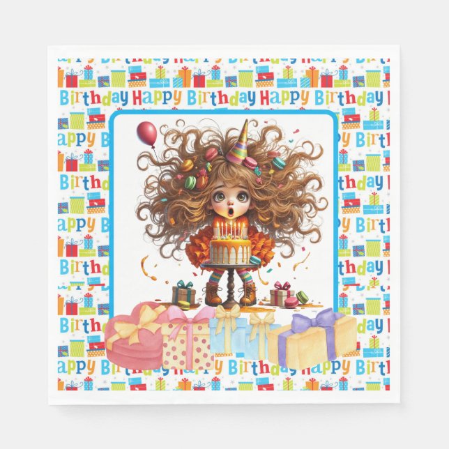 Serviette En Papier Joyeuse Anniversaire Fille  (Devant)